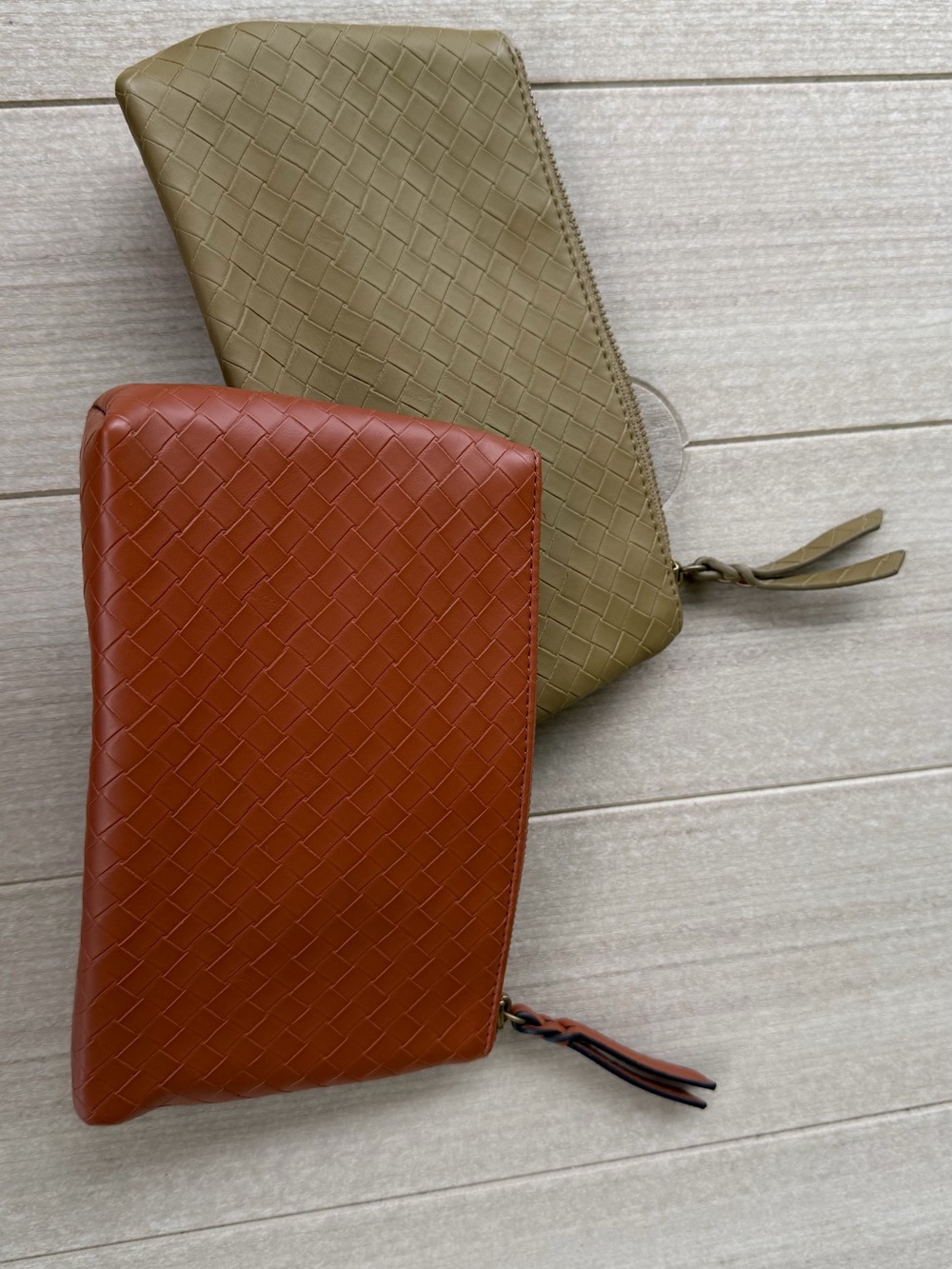 Universal Thread Olive & Rust Woven Zip Cosmetic Pouches
